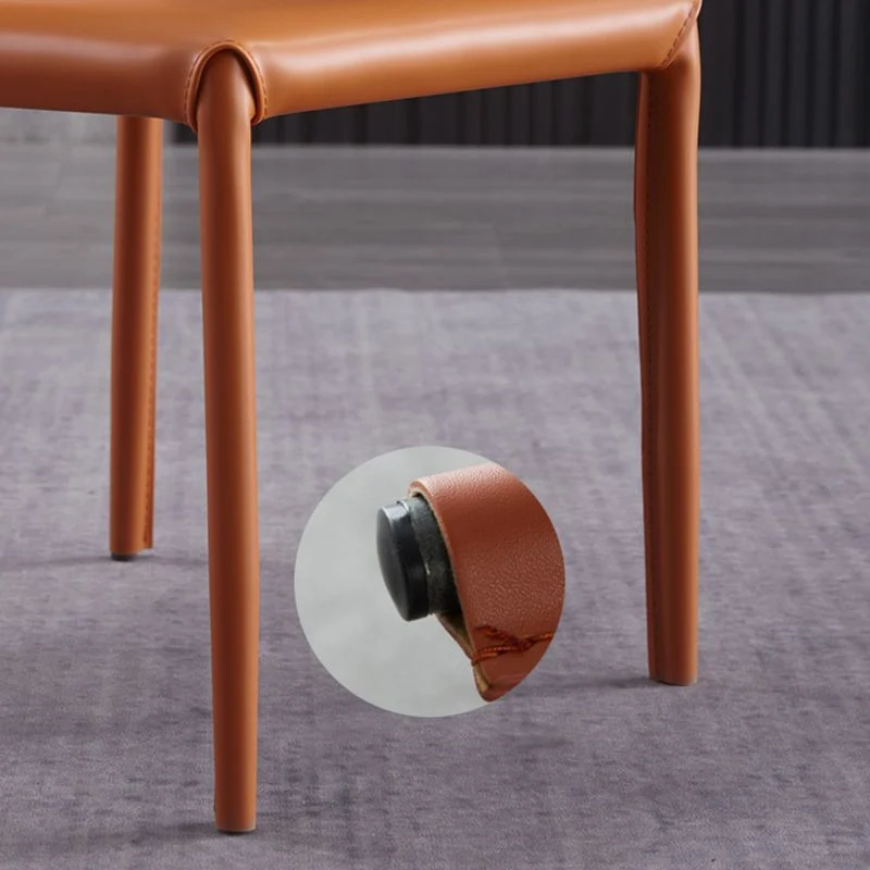 Sedia da cucina senza braccioli ecopelle, sedia laterale con schienale colore arancione Clearhalo