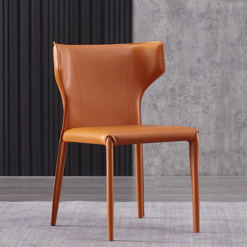 Sedia da cucina senza braccioli ecopelle, sedia laterale con schienale colore arancione Clearhalo