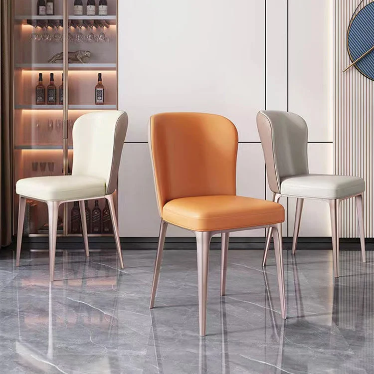 Sedia da cucina senza braccioli, gambe metallo, sedia da pranzo imbottita Clearhalo