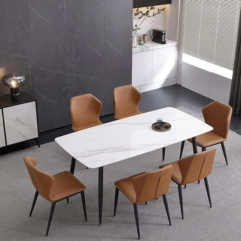 Sedia da cucina stile moderno metallo con schienale alto, sedia laterale senza braccioli (set di 2) Clearhalo