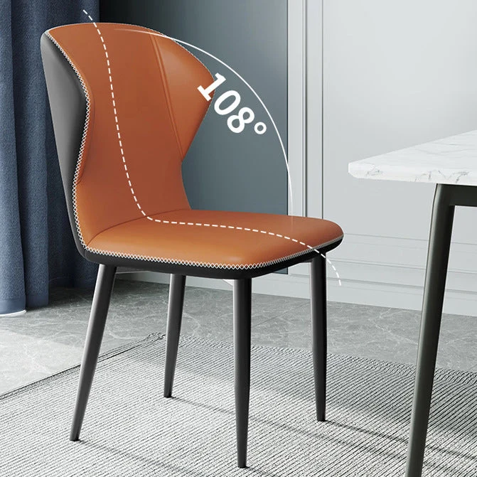 Sedia curva Parsons contemporanea pelle con finitura opaca per brasserie Clearhalo