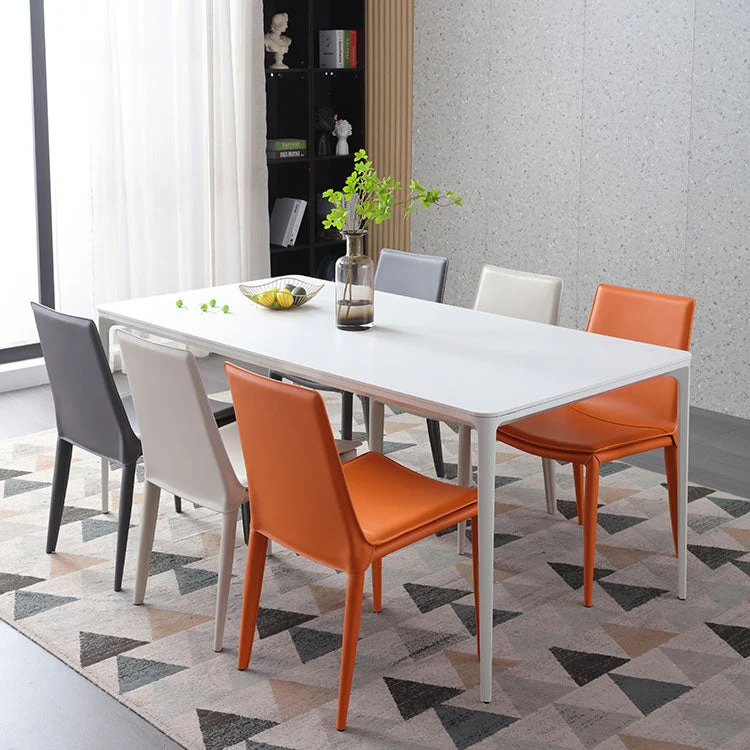 Sedia dal design contemporaneo con schienale solido per sedie da pranzo pelle senza braccioli per la casa Clearhalo