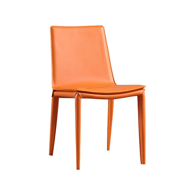 Sedia dal design contemporaneo con schienale solido per sedie da pranzo pelle senza braccioli per la casa Clearhalo