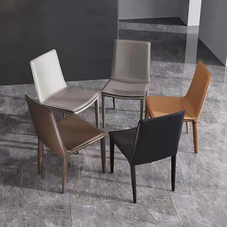 Sedia dal design contemporaneo con schienale solido per sedie da pranzo pelle senza braccioli per la casa Clearhalo