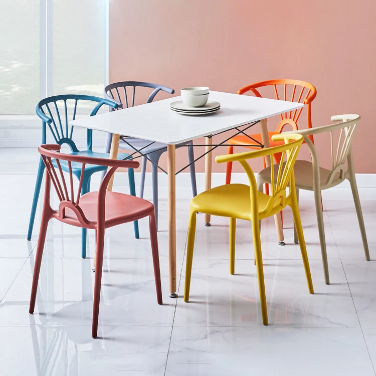 Sedia impilabile moderna con braccio oscillante plastica per interni ed esterni Clearhalo