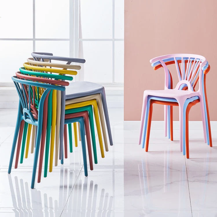 Sedia impilabile moderna con braccio oscillante plastica per interni ed esterni Clearhalo
