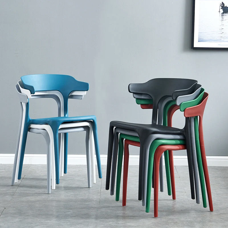 Sedia impilabile plastica con braccioli stile nordico per sala da pranzo Clearhalo