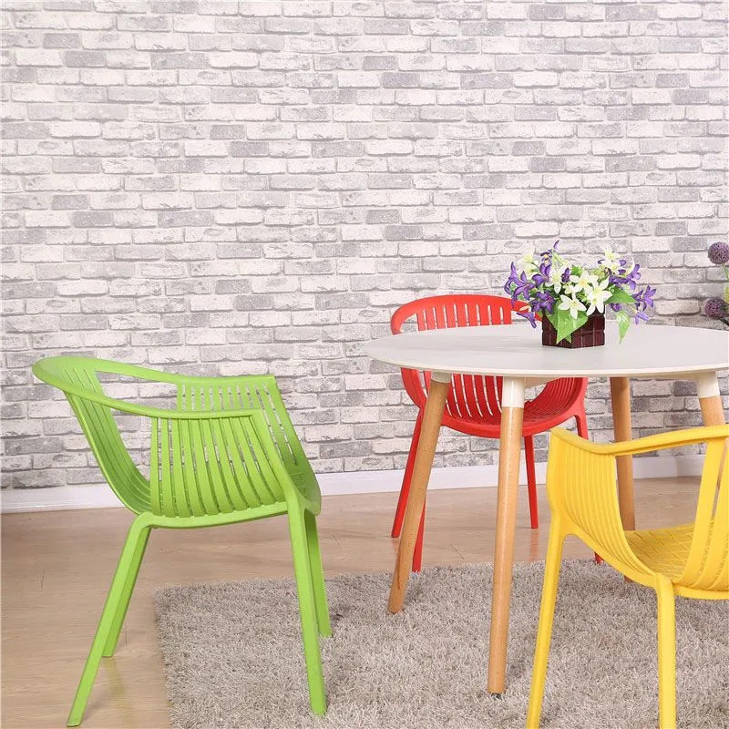 Sedia impilabile stile moderno da pranzo con braccioli plastica per cucina Clearhalo