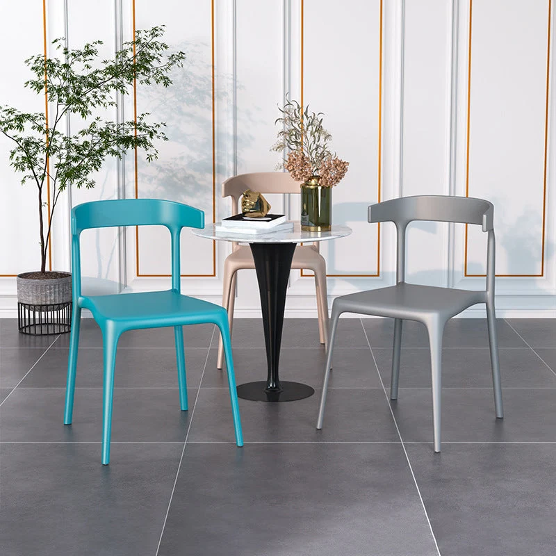 Sedia impilabile stile moderno da pranzo senza braccioli con schienale aperto per cucina con gambe plastica Clearhalo