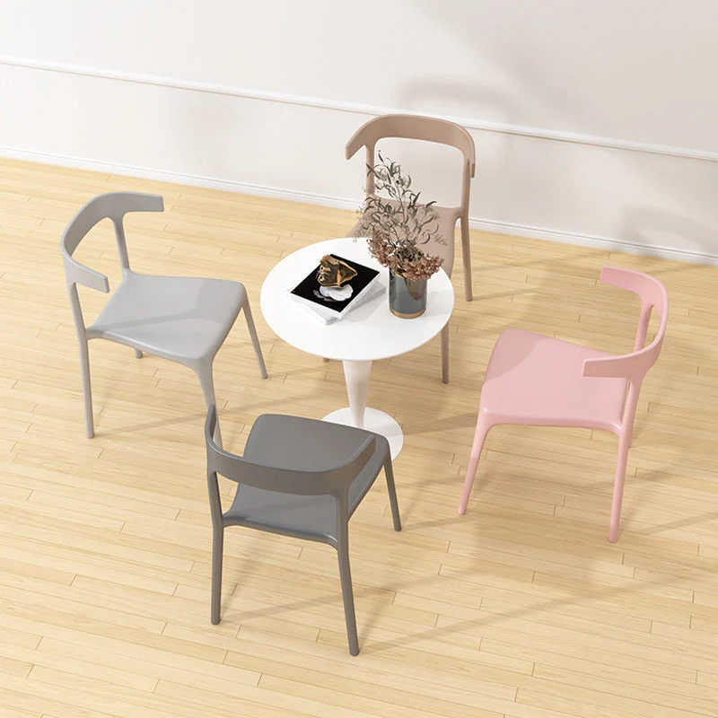 Sedia impilabile stile moderno da pranzo senza braccioli con schienale aperto per cucina con gambe plastica Clearhalo