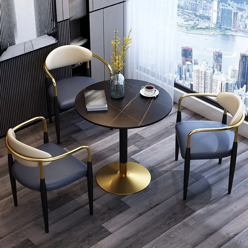 Sedia laterale con finitura metallizzata e braccioli. Sedia da pranzo industriale metallo Clearhalo