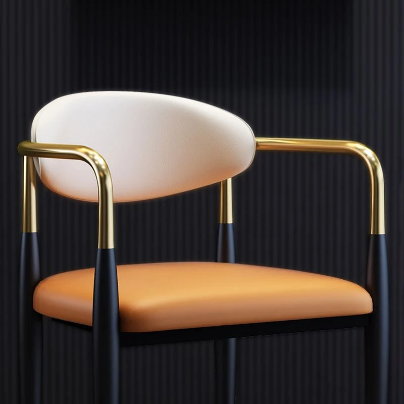 Sedia laterale con finitura metallizzata e braccioli. Sedia da pranzo industriale metallo Clearhalo