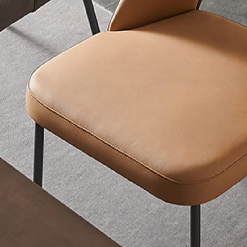 Sedia laterale con schienale aperto per la casa Sedia da pranzo moderna ecopelle con gambe nere Clearhalo