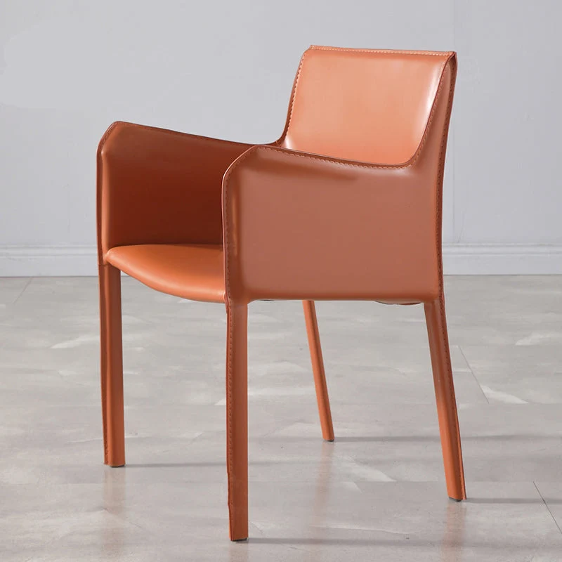 Sedia laterale con schienale basso e gambe pelle Sedia da pranzo contemporanea metallo per la casa Clearhalo