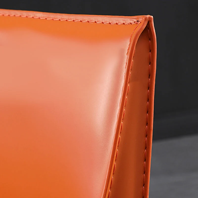 Sedia laterale con schienale basso e gambe pelle Sedia da pranzo contemporanea metallo per la casa Clearhalo