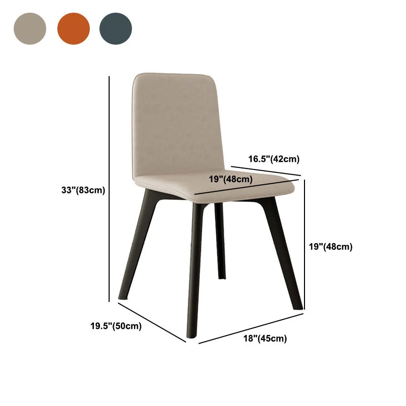 Sedia laterale contemporanea con gambe legno nero, finitura opaca, sedia da pranzo con schienale massiccio Clearhalo