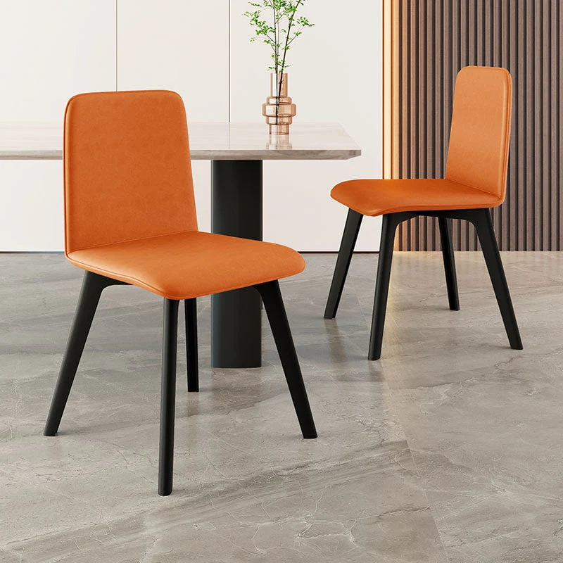 Sedia laterale contemporanea con gambe legno nero, finitura opaca, sedia da pranzo con schienale massiccio Clearhalo