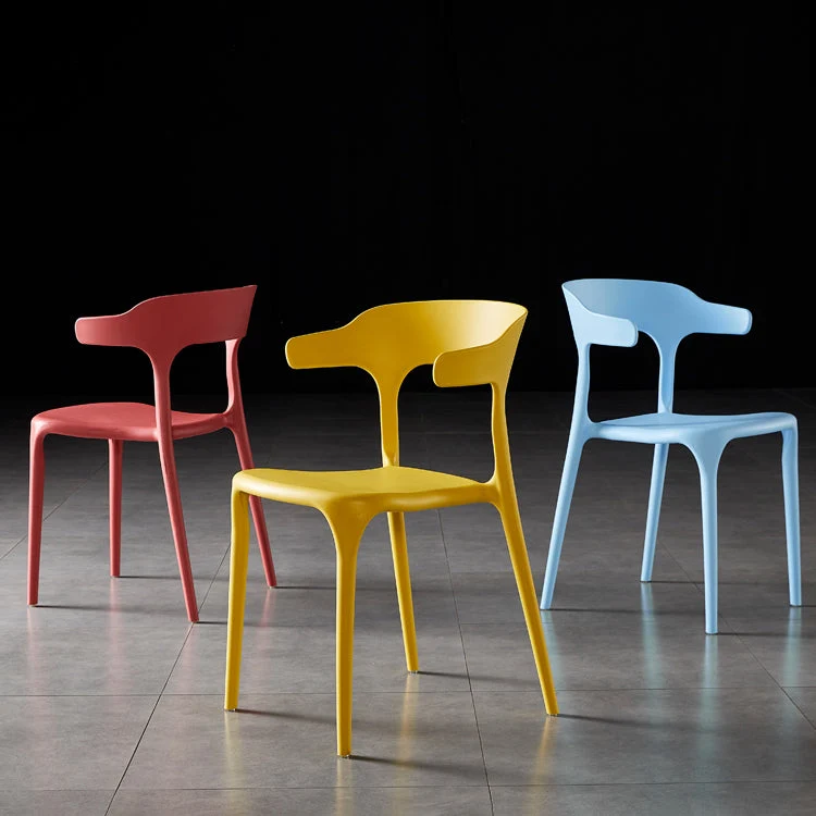 Sedia laterale contemporanea impilabile da pranzo Sedie senza braccioli plastica colorata per sala da pranzo Clearhalo