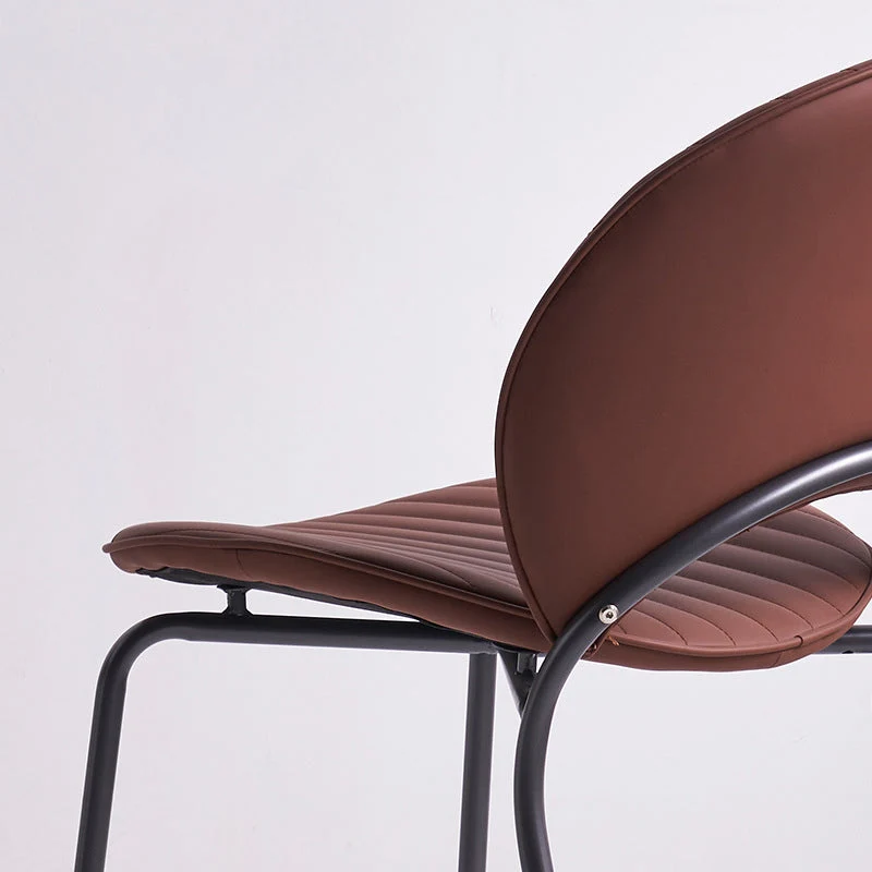 Sedia laterale contemporanea per interni con schienale aperto sedia da pranzo marrone Clearhalo