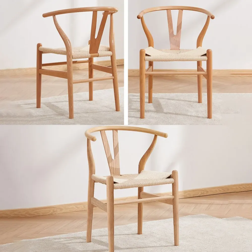 Sedia laterale da cucina moderna legno con cuscino colorato Poltrona da pranzo Wishbone Clearhalo
