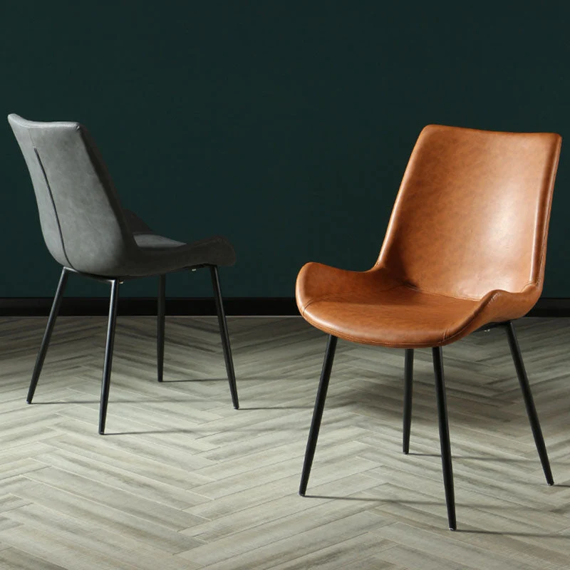 Sedia laterale dal design industriale ecopelle Sedia con schienale solido per la casa Clearhalo