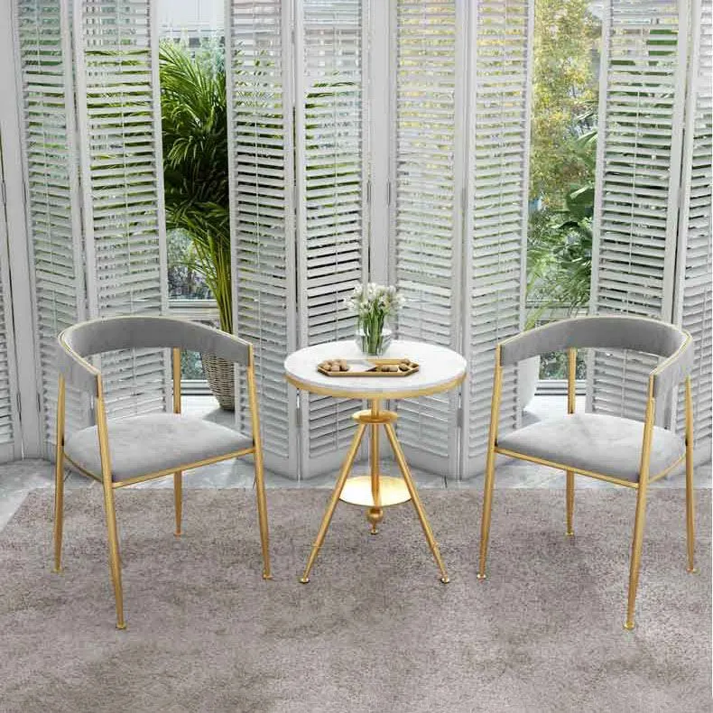 Sedia laterale dal design nordico con schienale aperto Sedia laterale da pranzo tessuto di lusso Clearhalo