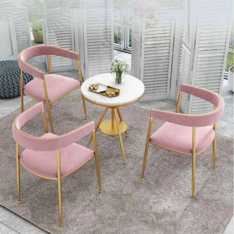 Sedia laterale dal design nordico con schienale aperto Sedia laterale da pranzo tessuto di lusso Clearhalo