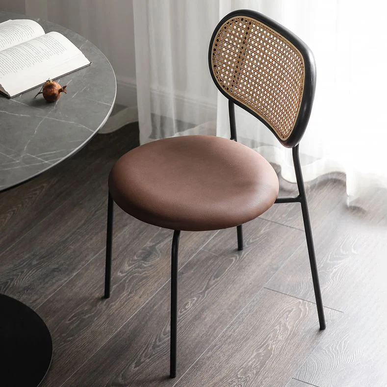 Sedia laterale ecopelle Sedia da pranzo contemporanea con schienale canna per interni Clearhalo