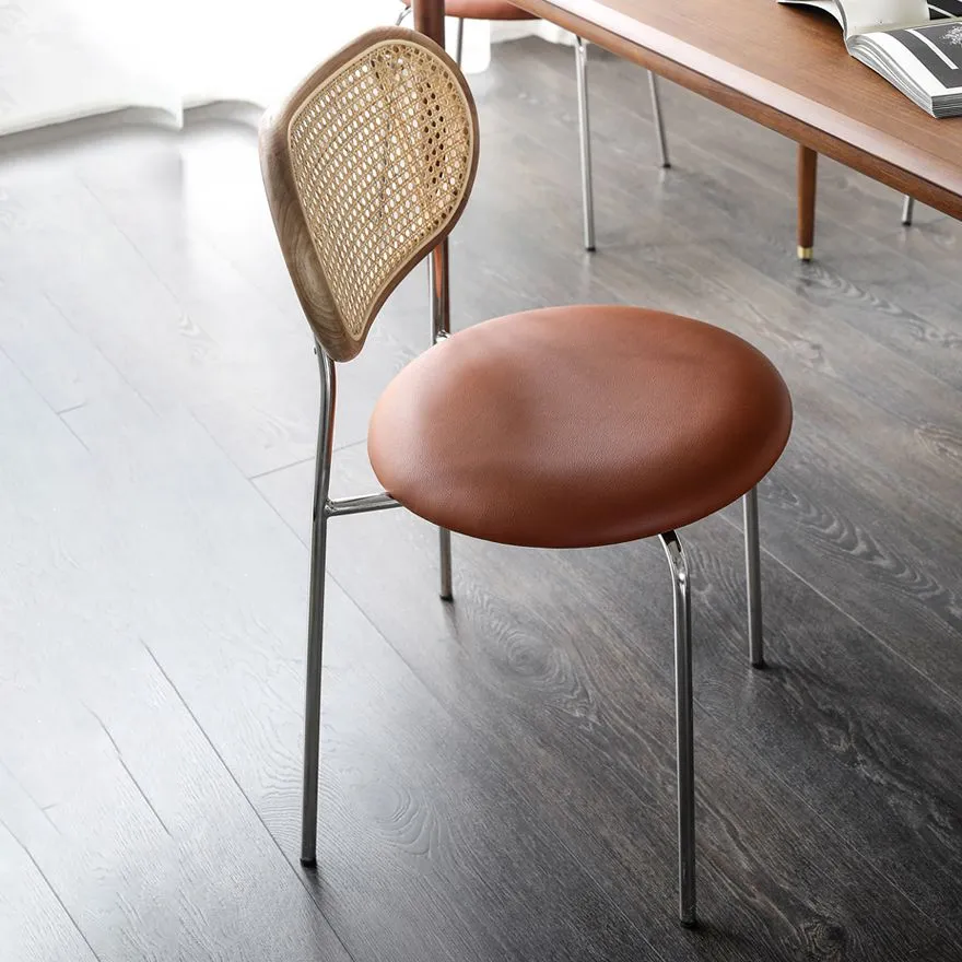 Sedia laterale ecopelle Sedia da pranzo stile moderno con schienale canna per interni Clearhalo