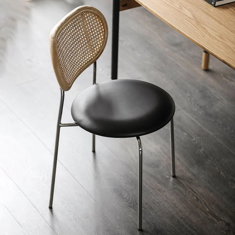 Sedia laterale ecopelle Sedia da pranzo stile moderno con schienale canna per interni Clearhalo