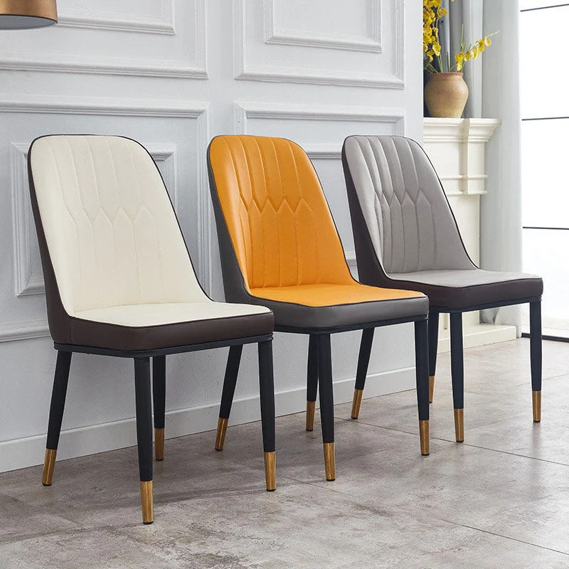 Sedia laterale ecopelle sedia senza braccioli metallo stile moderno per sala da pranzo Clearhalo