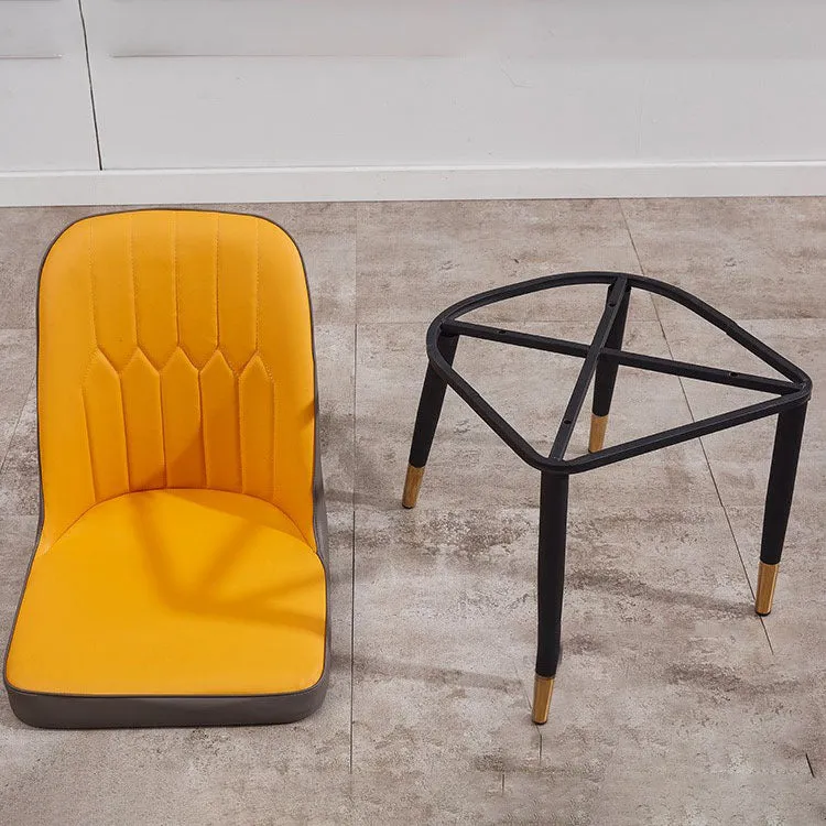 Sedia laterale ecopelle sedia senza braccioli metallo stile moderno per sala da pranzo Clearhalo