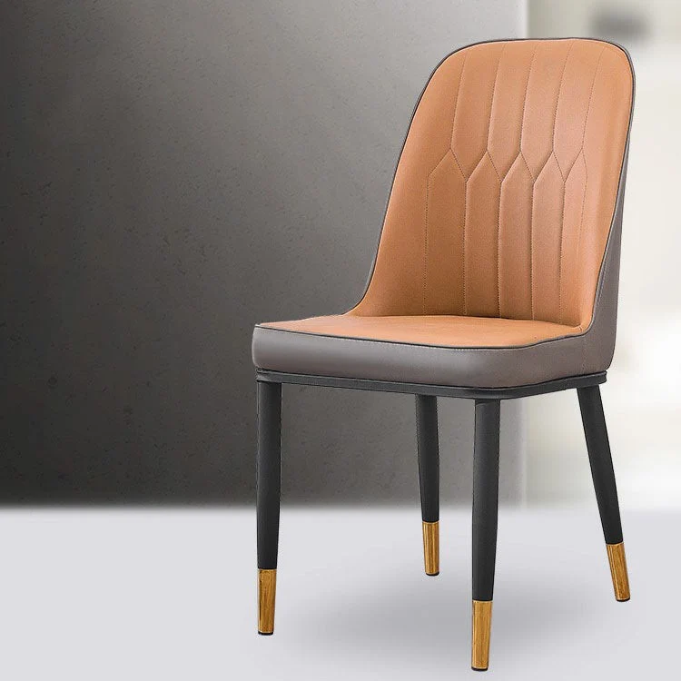 Sedia laterale ecopelle sedia senza braccioli metallo stile moderno per sala da pranzo Clearhalo