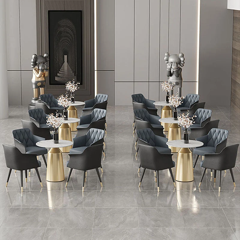 Sedia laterale imbottita per poltrona da pranzo metallo Glam per uso domestico Clearhalo