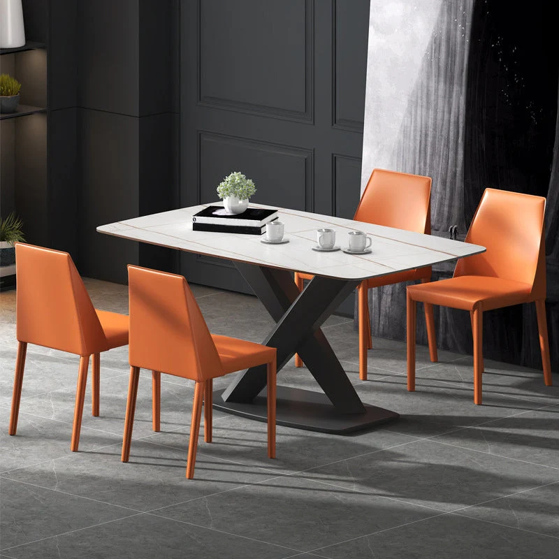 Sedia laterale imbottita Sedie da pranzo moderne senza braccioli ecopelle Clearhalo