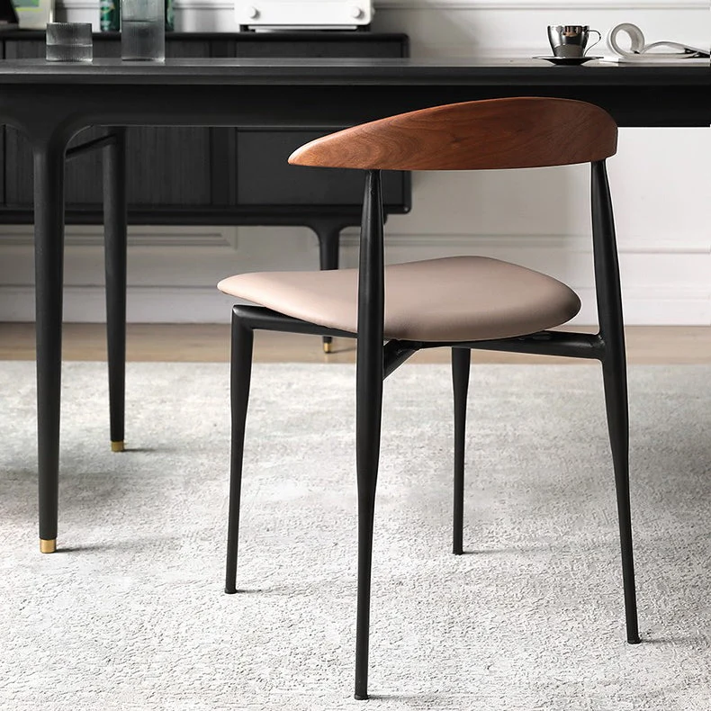 Sedia laterale impilabile ecopelle Sedia da pranzo contemporanea con schienale aperto Clearhalo