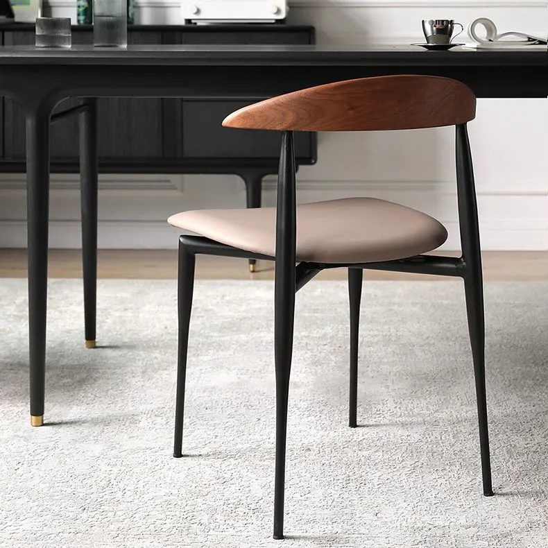 Sedia laterale impilabile ecopelle Sedia da pranzo contemporanea con schienale aperto Clearhalo