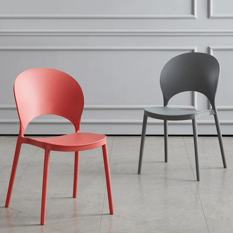 Sedia laterale impilabile nordica per la casa Sedia da sala da pranzo da cucina plastica con schienale aperto Clearhalo
