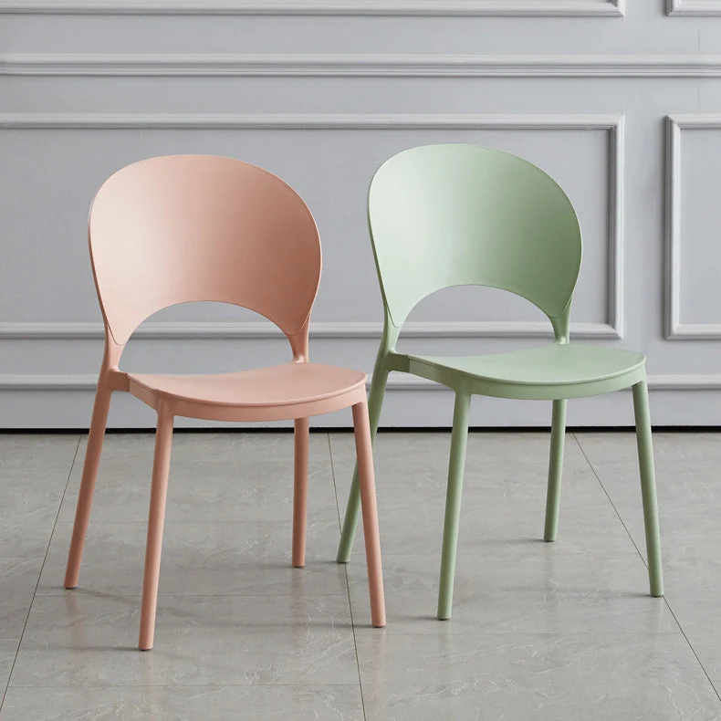 Sedia laterale impilabile nordica per la casa Sedia da sala da pranzo da cucina plastica con schienale aperto Clearhalo