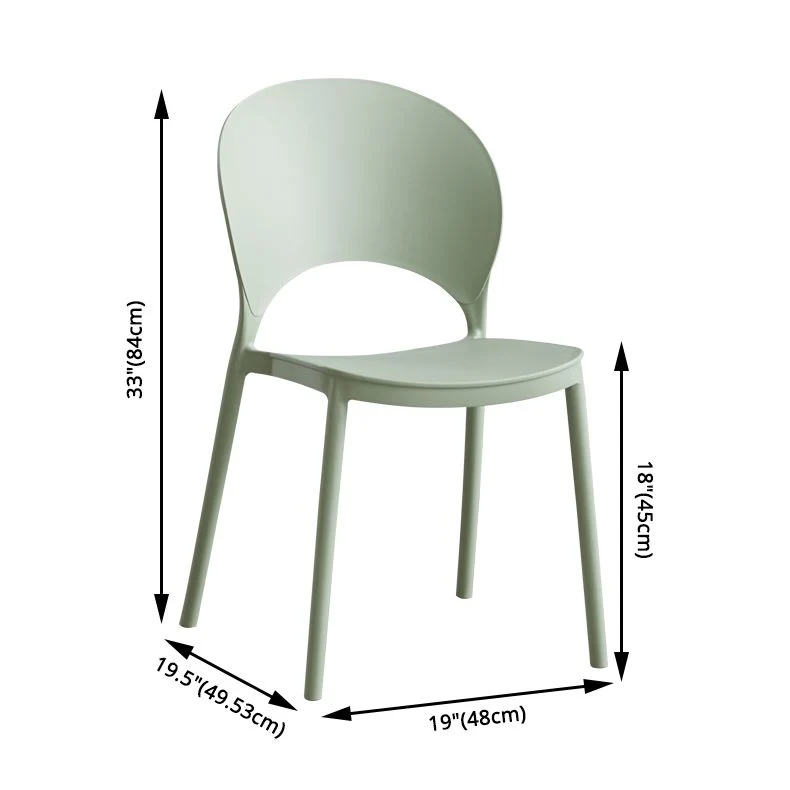 Sedia laterale impilabile nordica per la casa Sedia da sala da pranzo da cucina plastica con schienale aperto Clearhalo