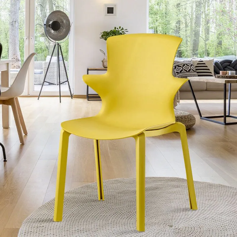 Sedia laterale impilabile per la casa Sedia da pranzo con schienale plastica per interni Clearhalo