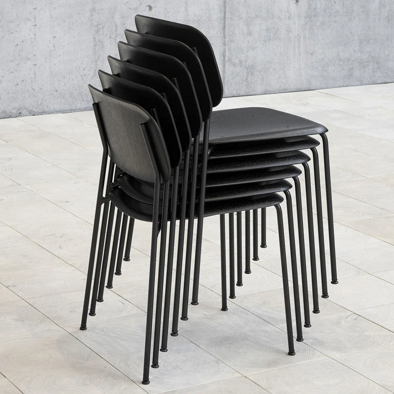 Sedia laterale industriale per interni legno con schienale aperto e gambe metallo. Sedia da sala da pranzo Clearhalo