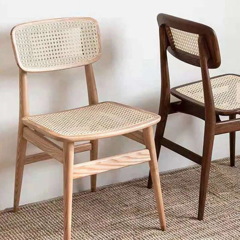 Sedia laterale industriale Sedia da sala da pranzo legno con schienale aperto per sala da pranzo Clearhalo