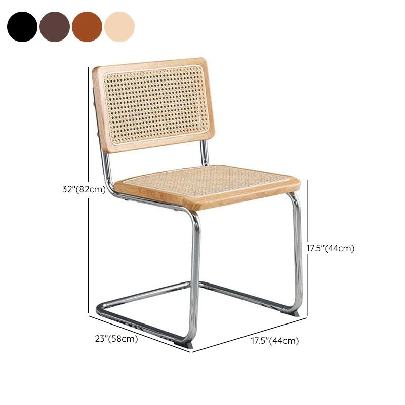 Sedia laterale metallo Sedia senza braccioli stile moderno con schienale aperto e gamba argento Clearhalo