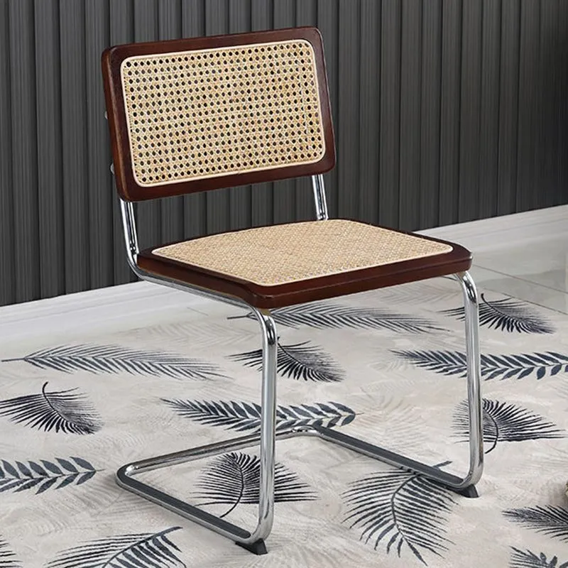 Sedia laterale metallo Sedia senza braccioli stile moderno con schienale aperto e gamba argento Clearhalo