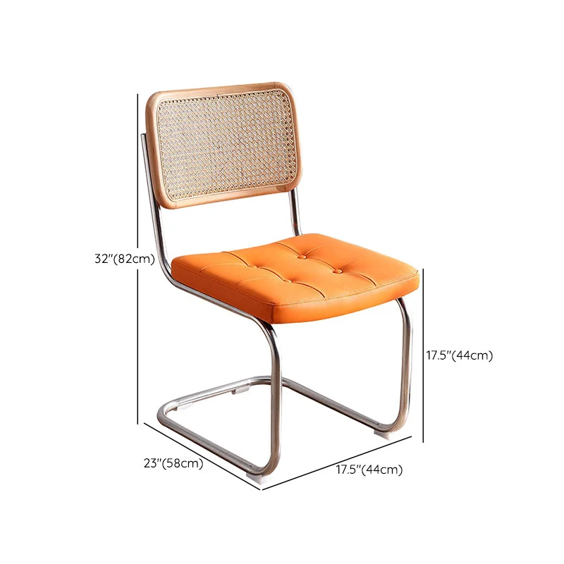 Sedia laterale metallo Sedia senza braccioli stile moderno con schienale aperto e gamba argento Clearhalo