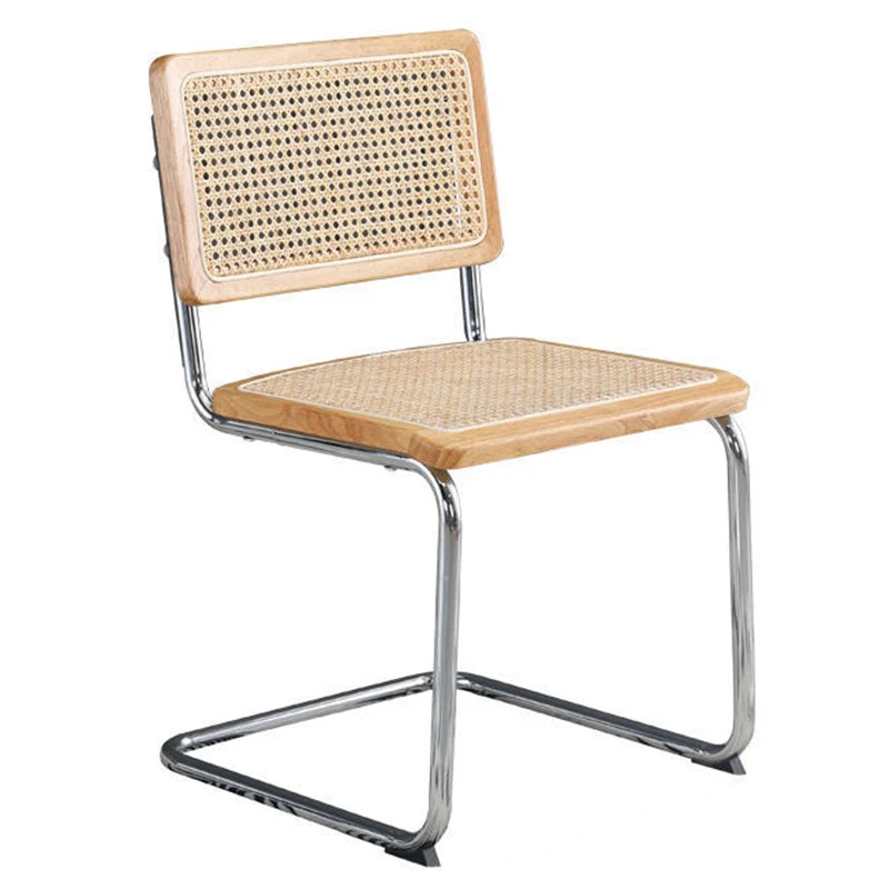 Sedia laterale metallo Sedia senza braccioli stile moderno con schienale aperto e gamba argento Clearhalo