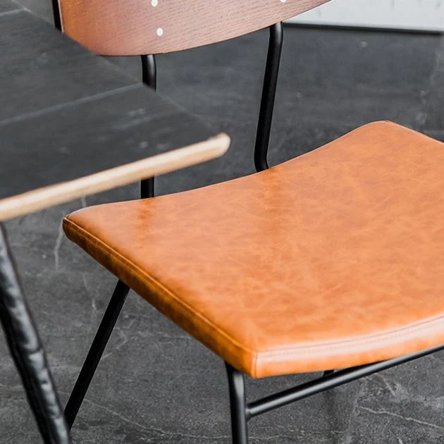 Sedia laterale metallo stile industriale senza braccioli con schienale aperto per uso nel patio Clearhalo