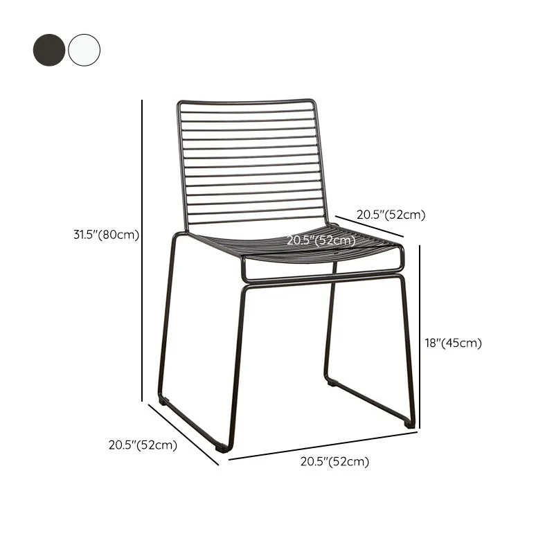 Sedia laterale metallo stile moderno con schienale scaletta per uso nel patio Clearhalo