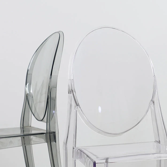 Sedia laterale moderna acrilico per interni ed esterni. Sedia laterale da pranzo con schienale aperto per la casa Clearhalo